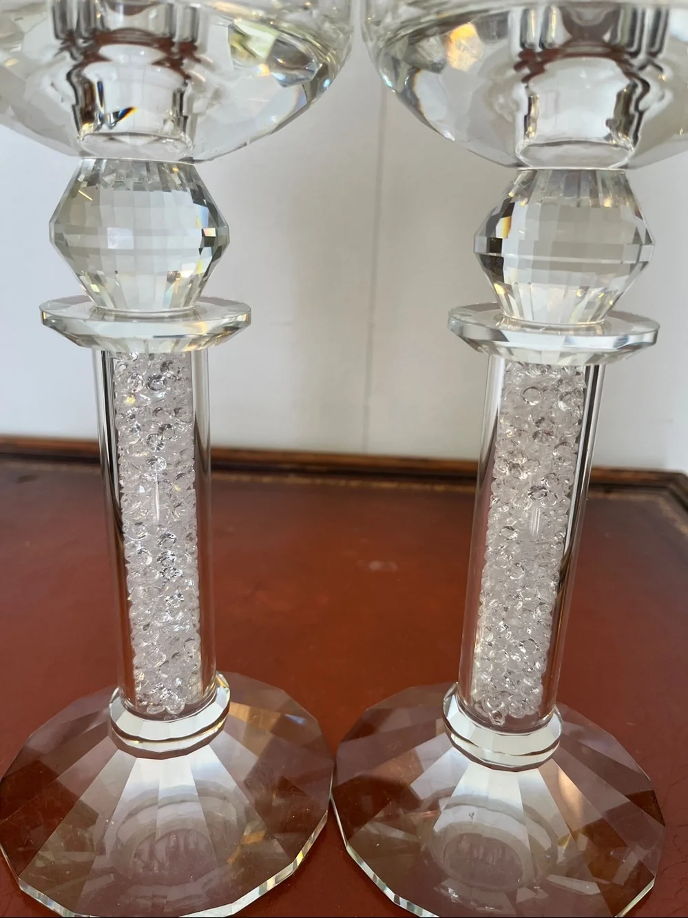 Elegant crystal candlestick holders